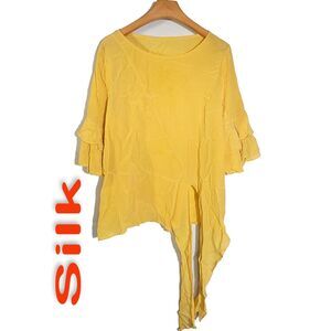 Women's 100% Silk Size L Short Sleeve Top T-Shirt SBC452